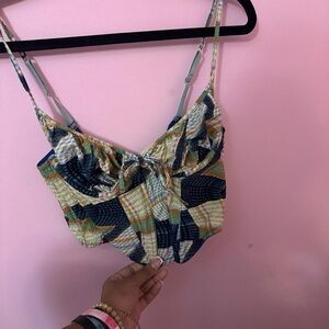 Urban Outfitters Multicolor Patterned Crop Top - Blue, Green, Yellow